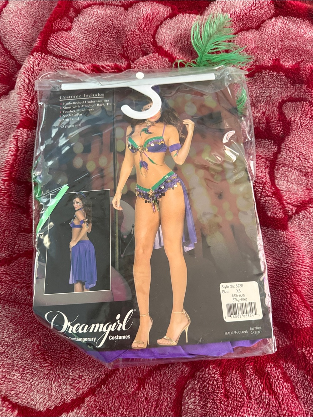 Dreamgirl Purple and Green Feathered Carnival Bikini Set Halloween costume - Picture 1 of 2